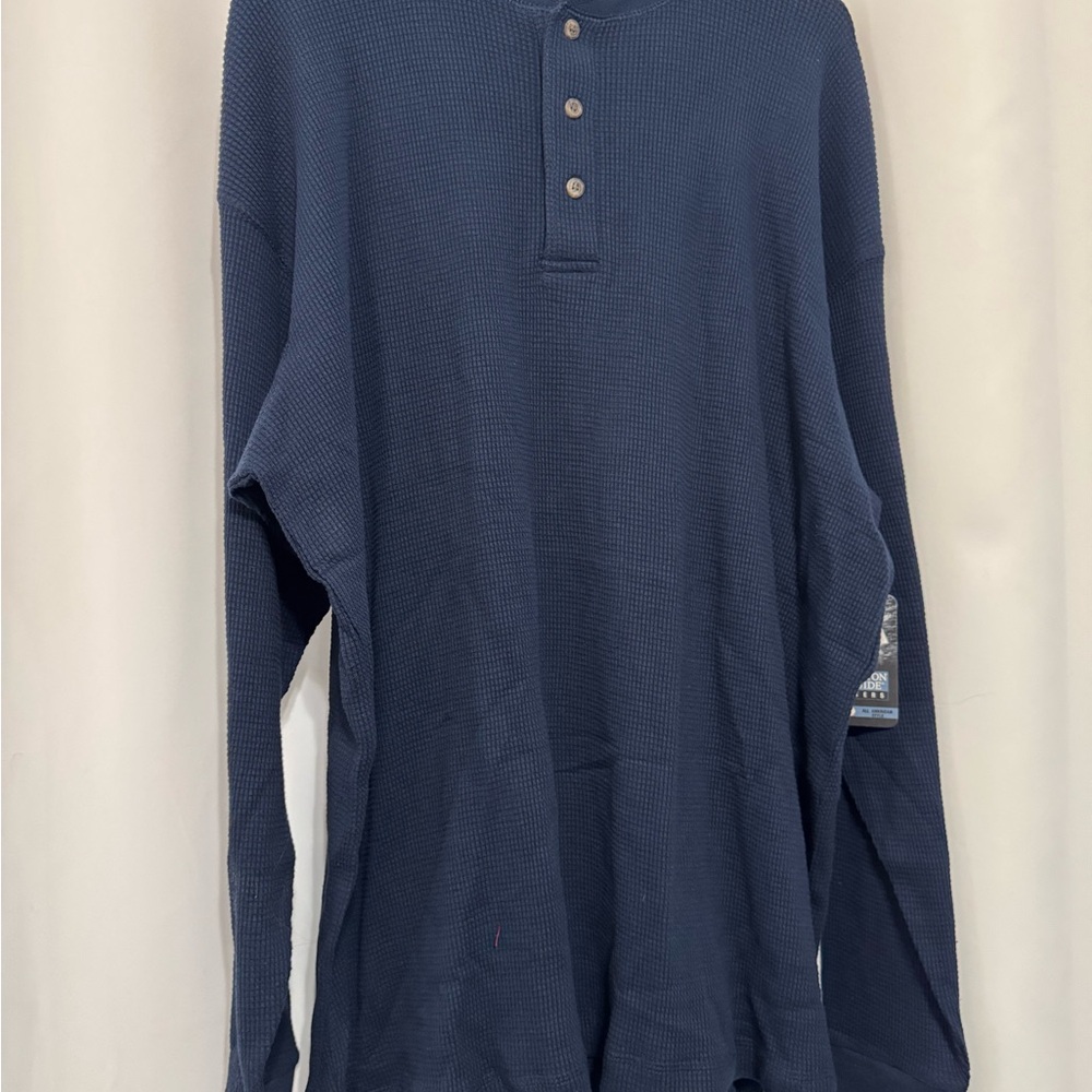 Canyon Guide Outfitters Men's Blue Long Sleeve Henley Thermal Shirt XL
